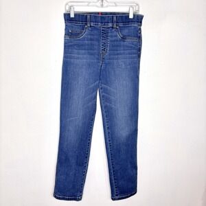 Spanx Jeans Womens Medium Blue Straight Leg Denim Shaping Pull On Stretch Casual